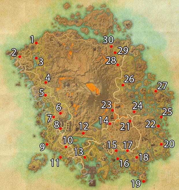 Ancestral Tombs Locations ESO Morrowind Vvardenfell Map