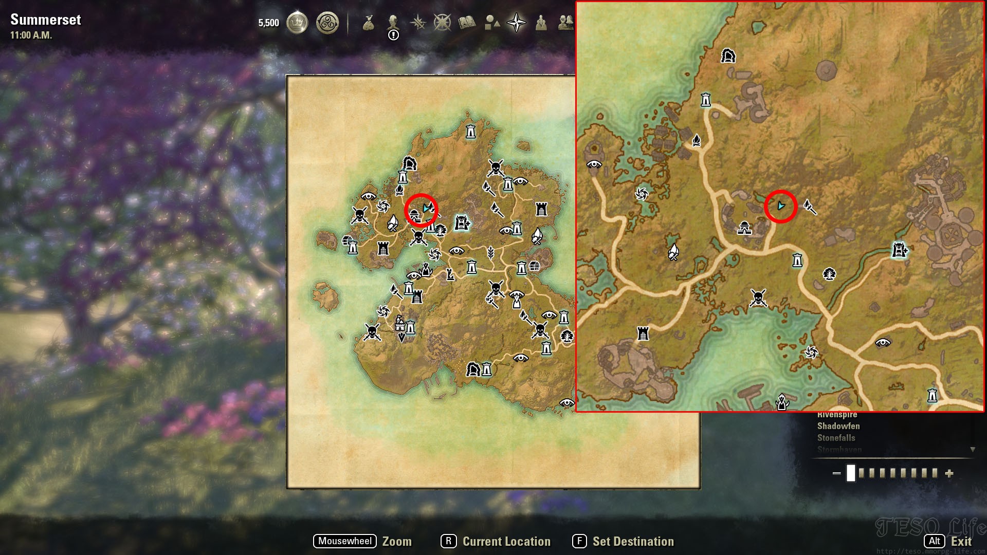 summerset ce treasure map tower forest. 